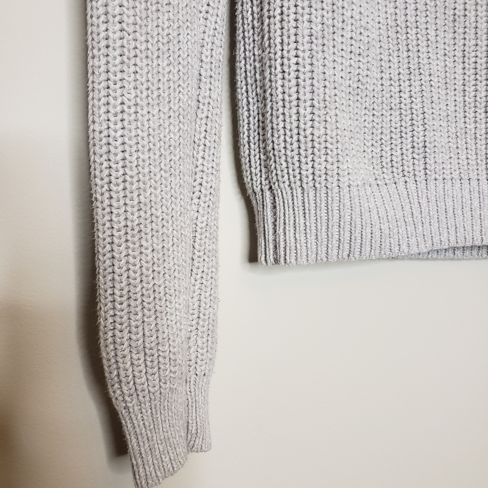 Preppy Minimalist Cable Knit Gray sweater Cotton Blend Small - Picture 4 of 7